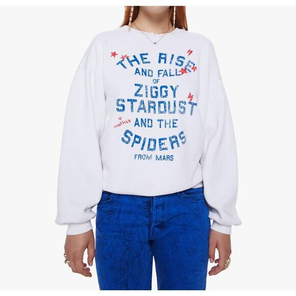 NEW MOTHER ziggy stardust sweatshirt in chalk white multi